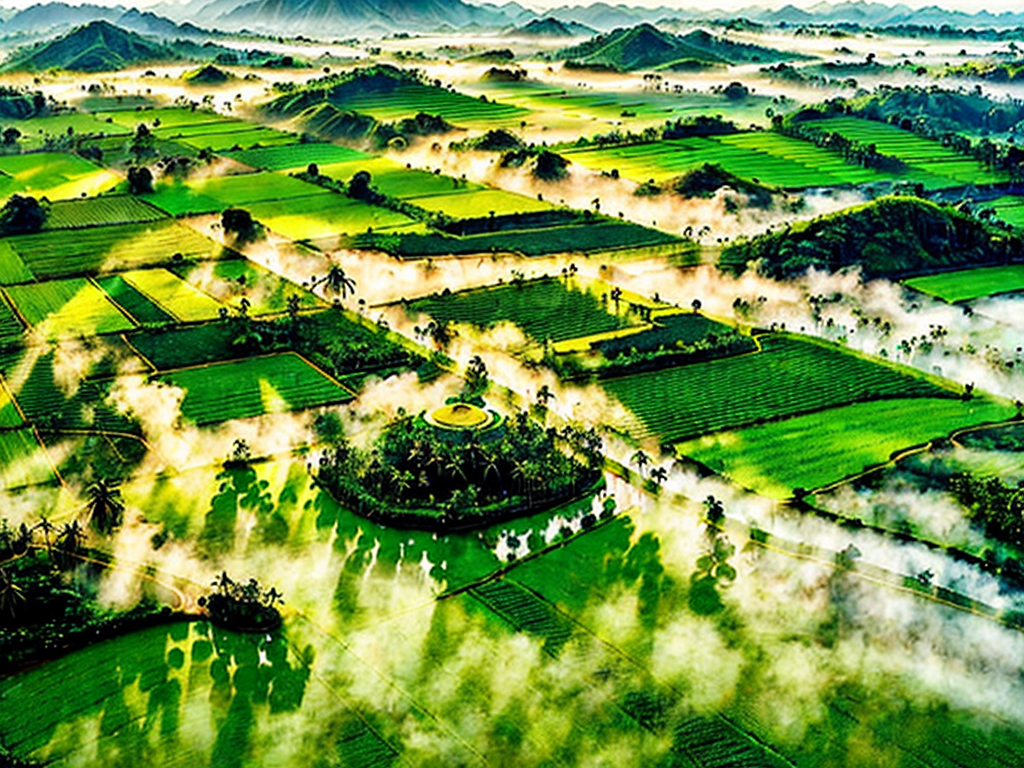 Kerala farmland aerial